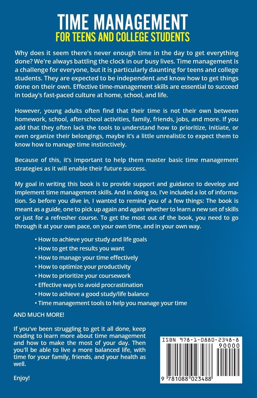 Rückseitencover Time Management For Teens And College Students