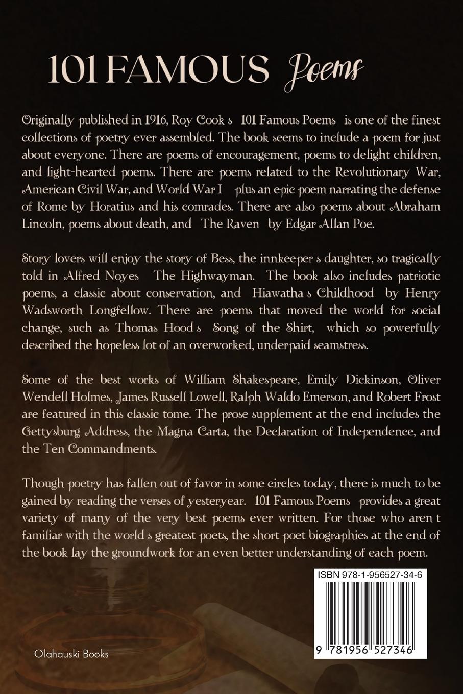 Rückseitencover 101 Famous Poems