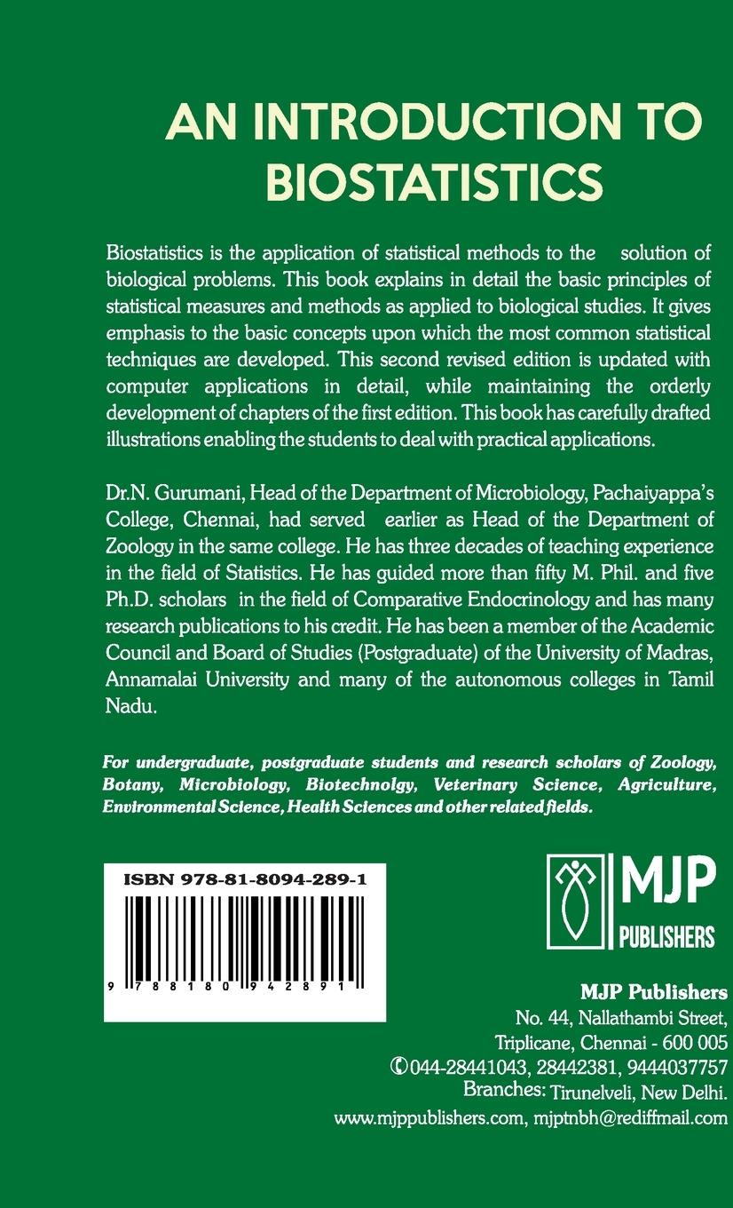 Rückseitencover AN INTRODUCTION TO BIOSTATISTICS