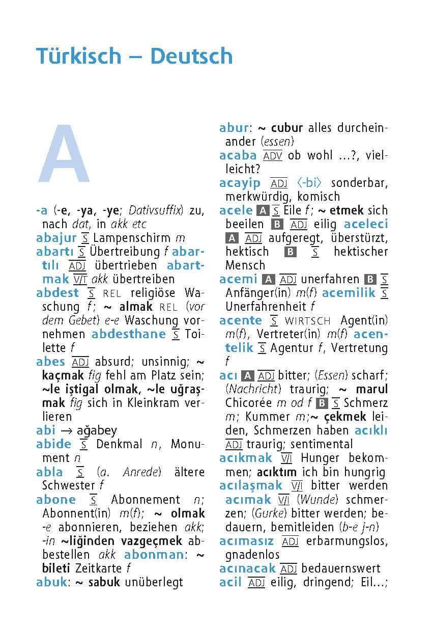 Beispielinhalt (Bild) Langenscheidt Universal-Wörterbuch Türkisch