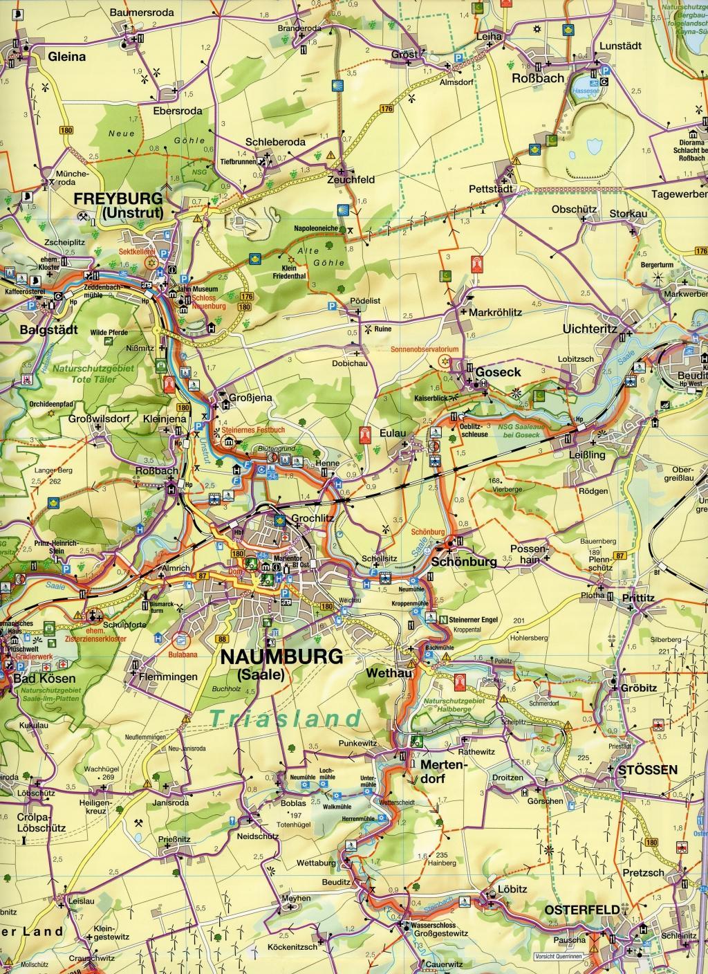 Beispielinhalt (Bild) Pocket-Fahrradkarte Naumburg, Saale-Unstrut-Elster-Radacht 1:75.000