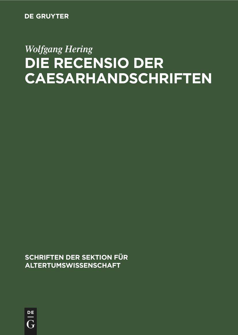 Vorderes Coverbild Die Recensio der Caesarhandschriften