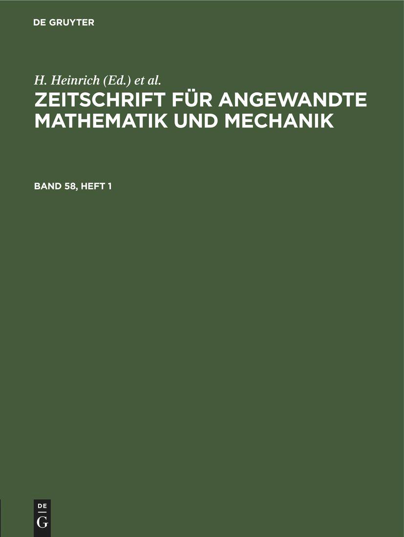 Vorderes Coverbild Zeitschrift für Angewandte Mathematik und Mechanik. Band 58, Heft 1