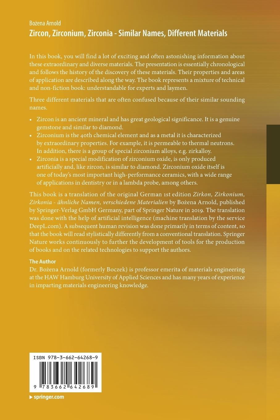 Rückseitencover Zircon, Zirconium, Zirconia - Similar Names, Different Materials