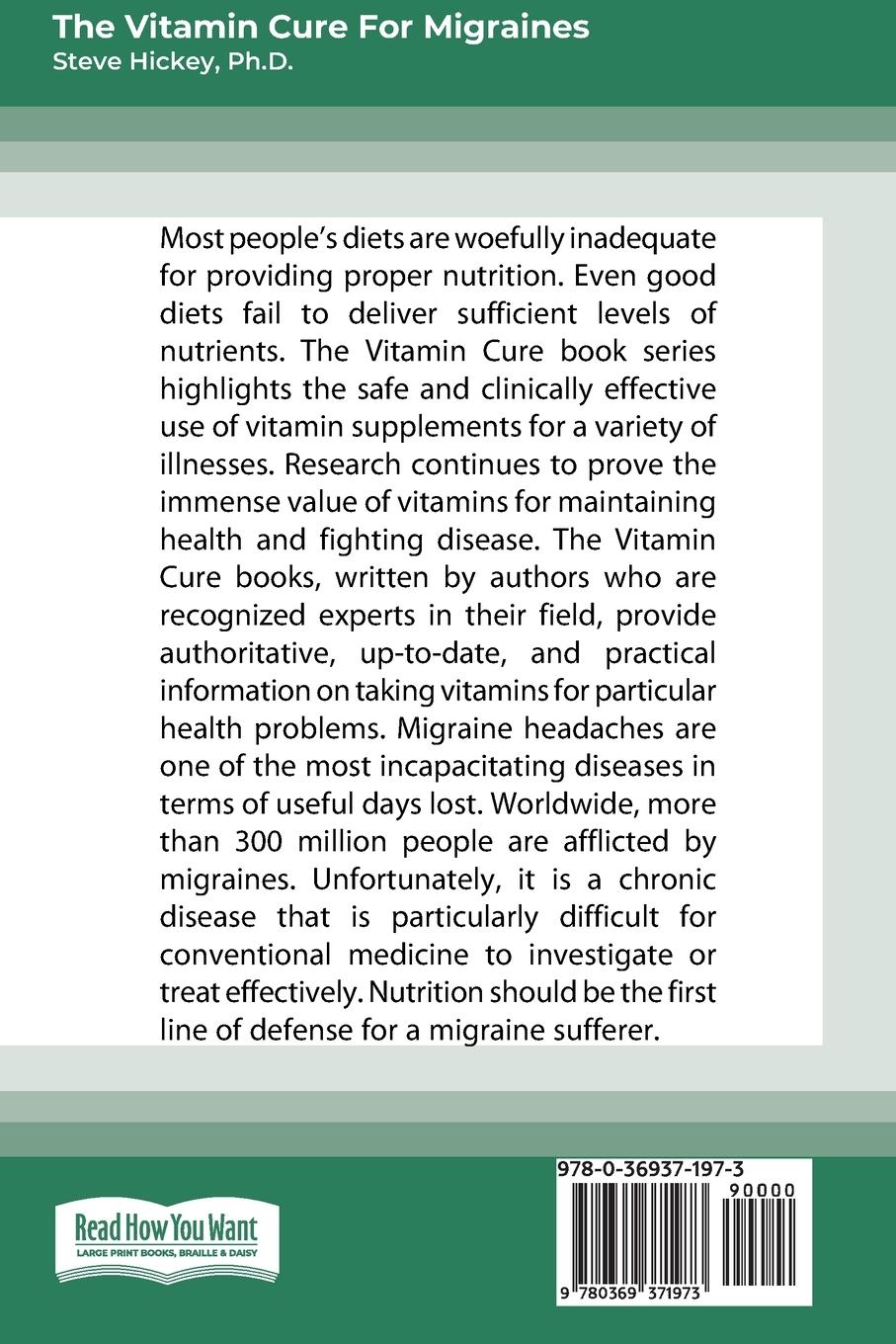 Rückseitencover The Vitamin Cure for Migraines (16pt Large Print Edition)