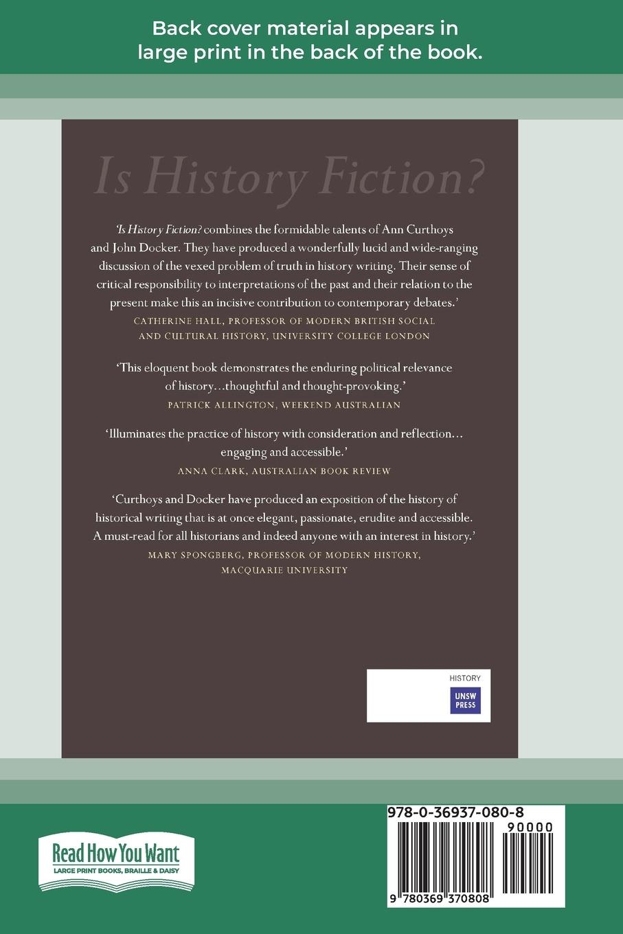 Rückseitencover Is History Fiction? (16pt Large Print Edition)