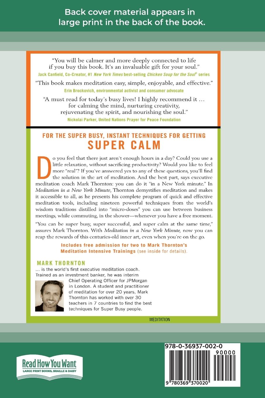 Rückseitencover Meditation in a New York Minute