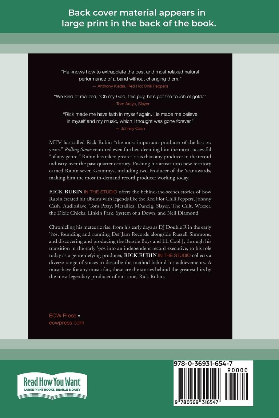 Rückseitencover Rick Rubin in the Studio (16pt Large Print Edition)