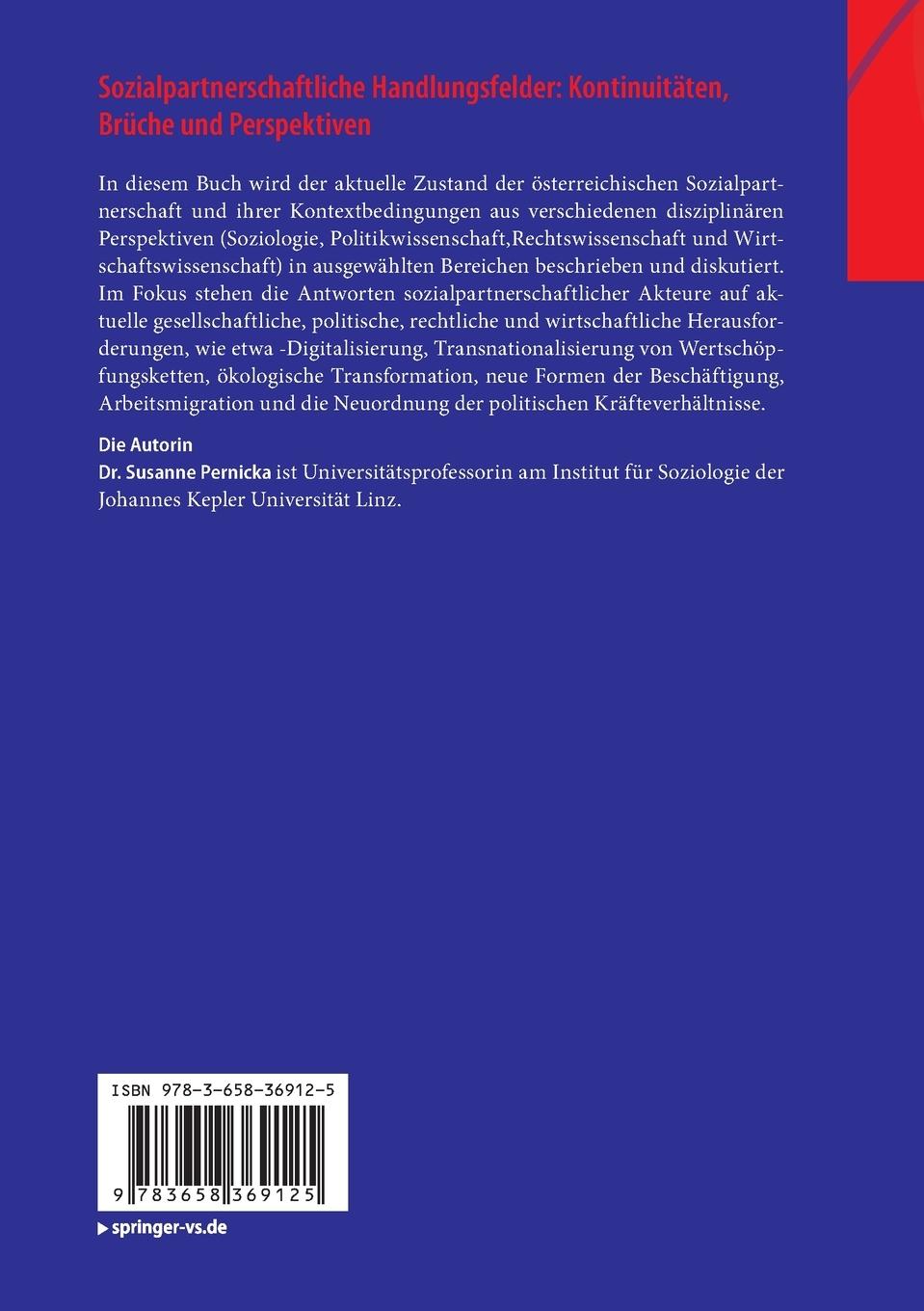 Rückseitencover Sozialpartnerschaftliche Handlungsfelder: Kontinuitäten, Brüche und Perspektiven