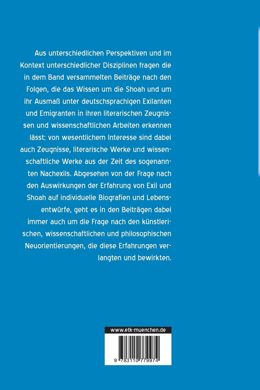 Rückseitencover Exil und Shoah