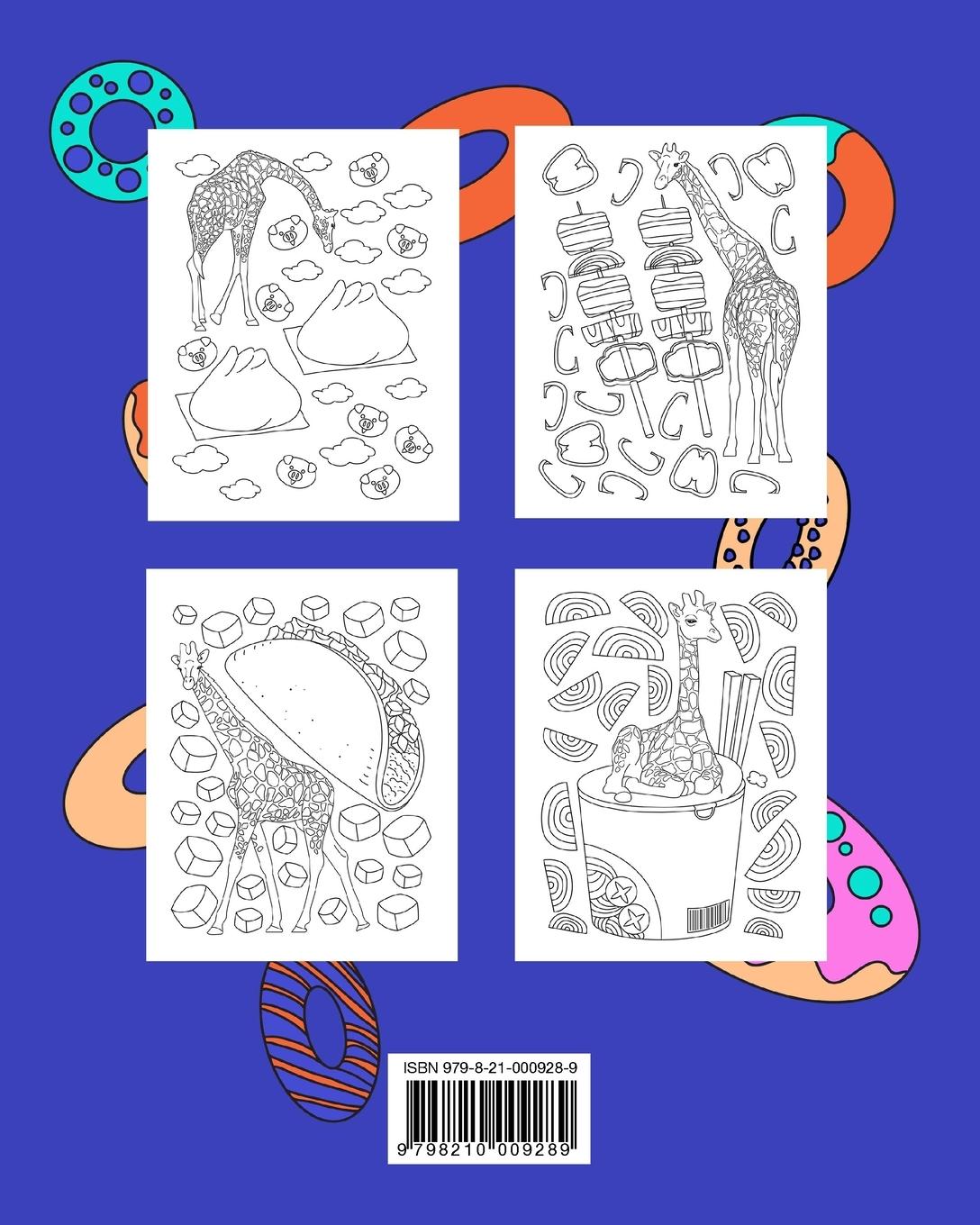 Rückseitencover Kawaii Food and Giraffe Coloring Book
