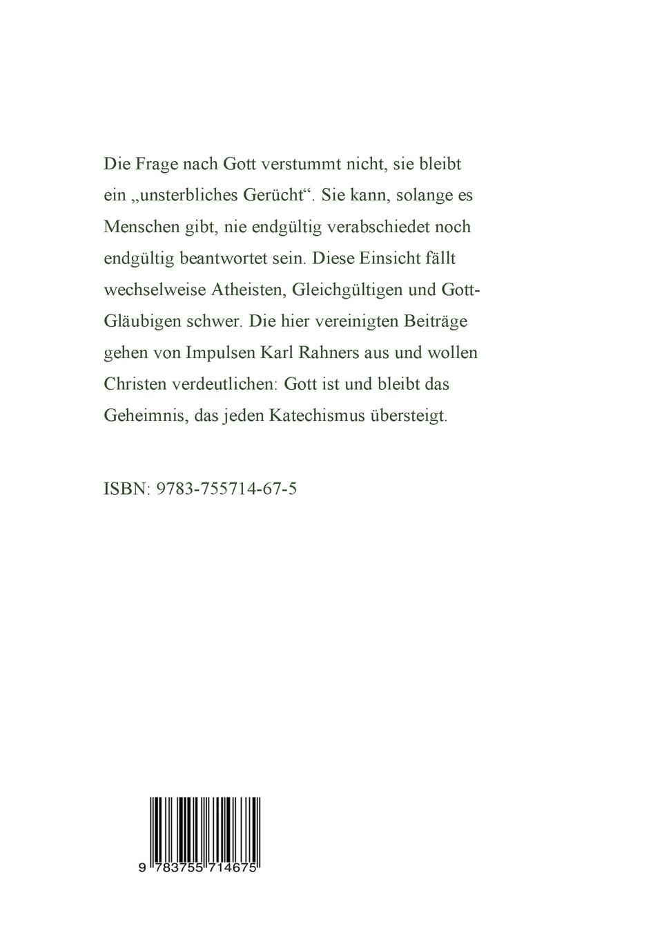 Rückseitencover Glaube an den stets größeren Gott