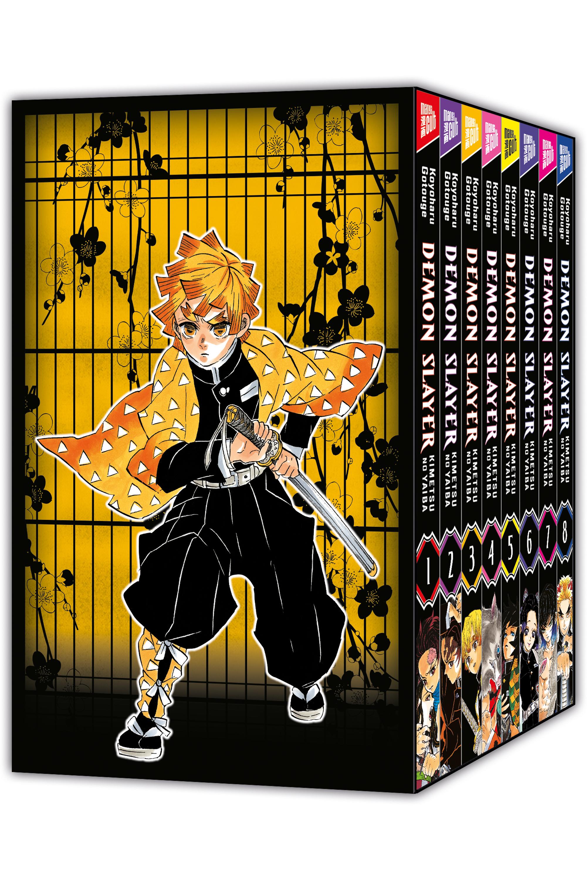 Vorderes Coverbild Demon Slayer - Kimetsu no Yaiba 1-8 mit Sammelschuber