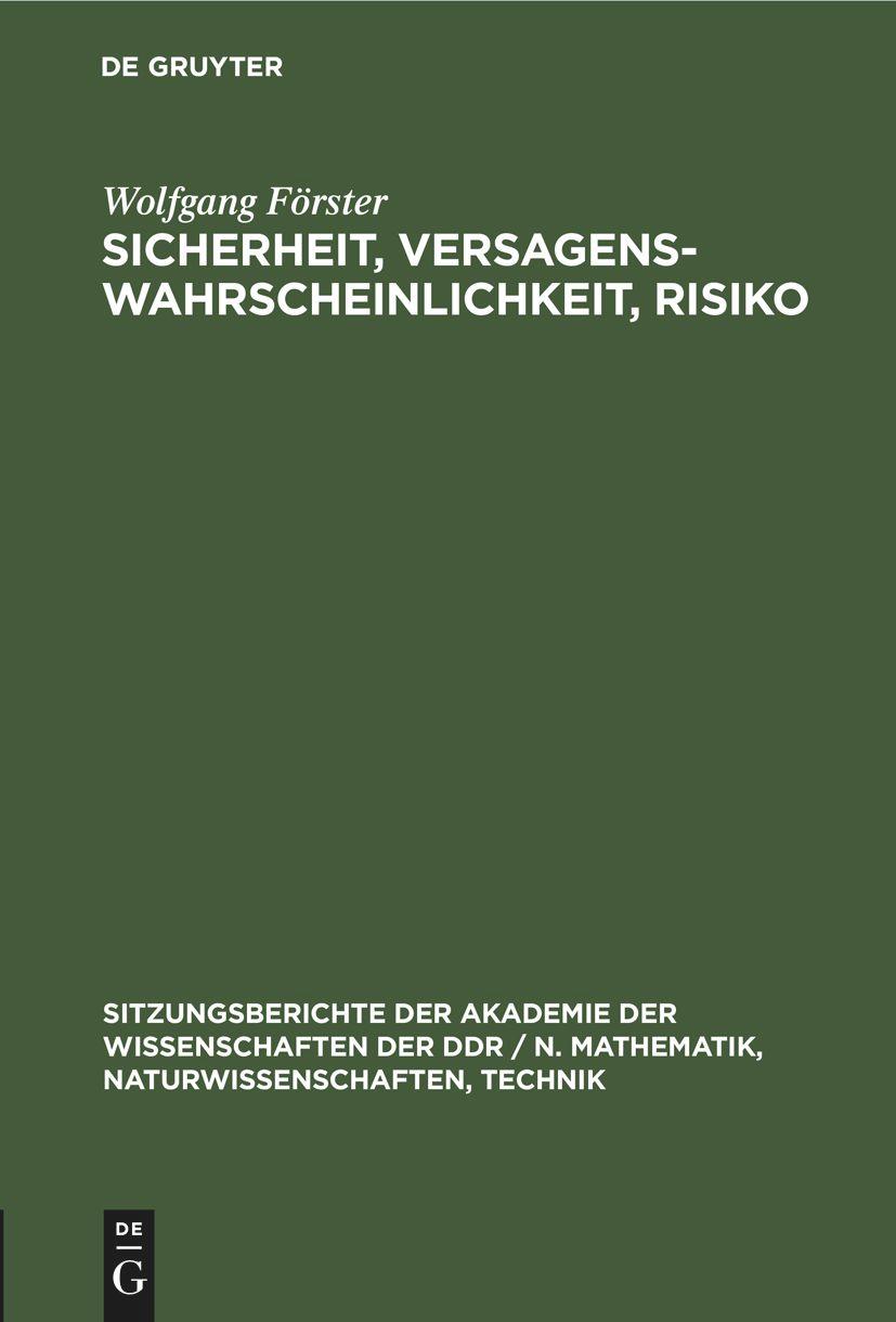 Vorderes Coverbild Sicherheit, Versagenswahrscheinlichkeit, Risiko
