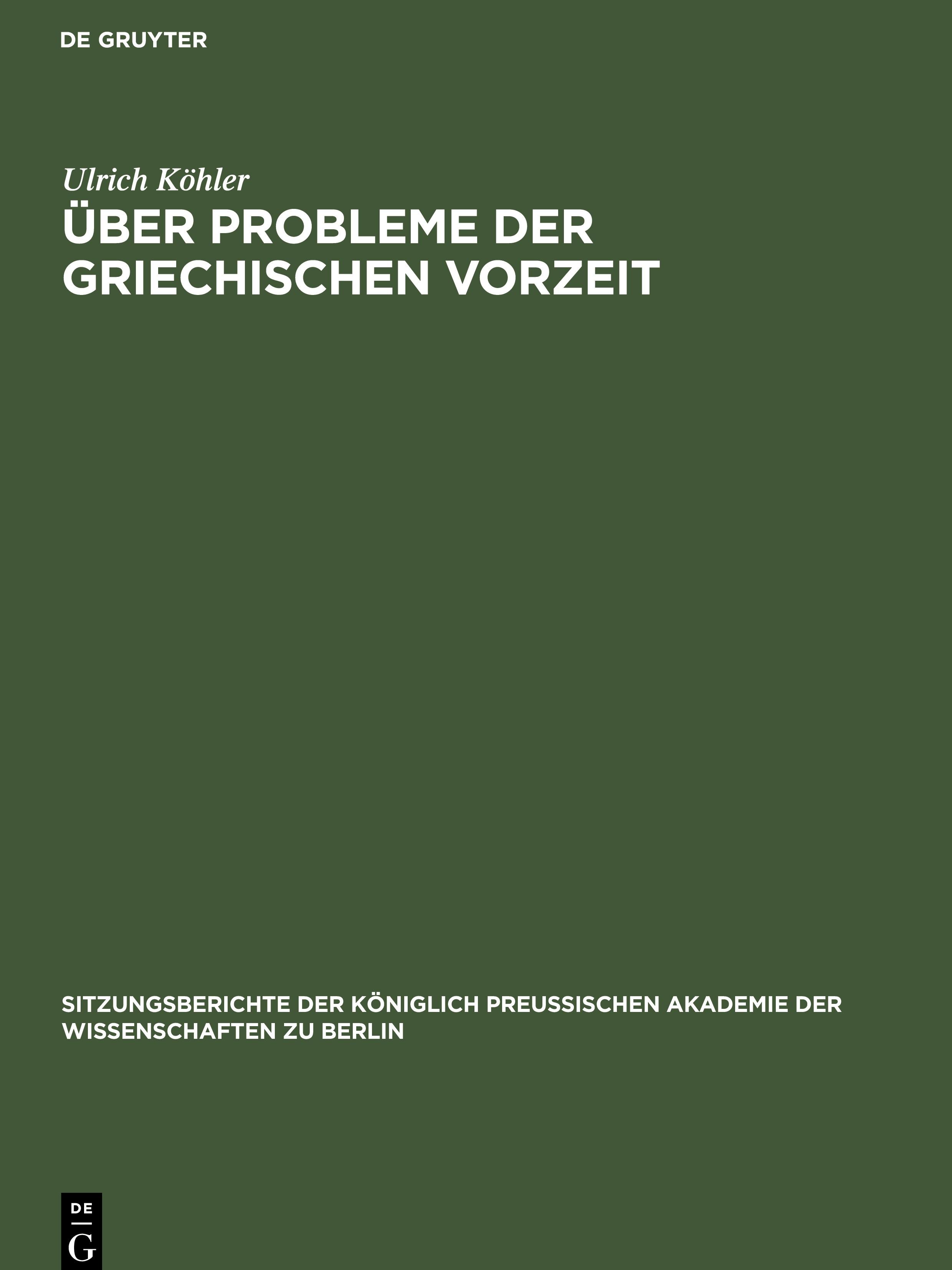 Vorderes Coverbild Über Probleme der griechischen Vorzeit