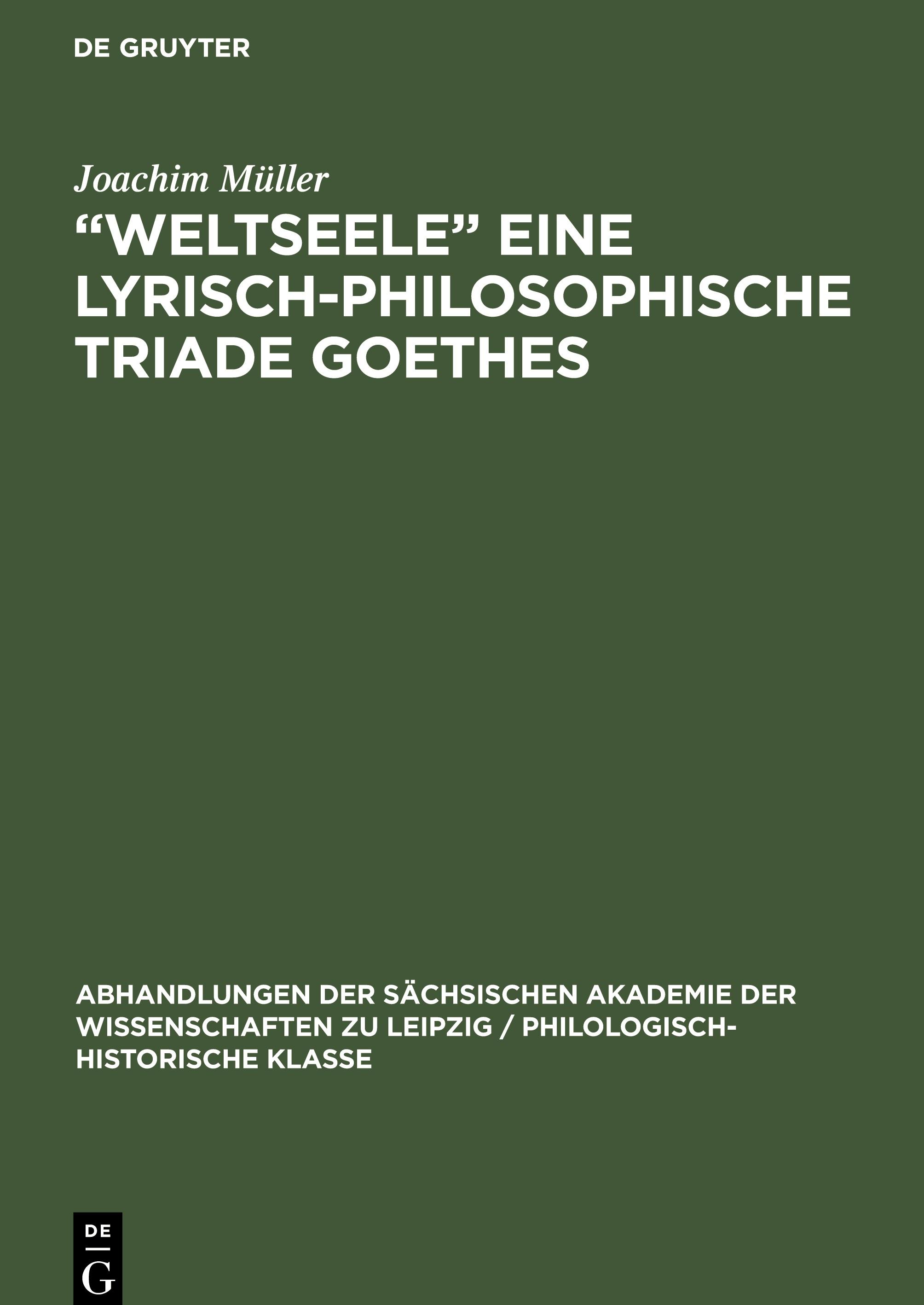 Vorderes Coverbild "Weltseele" eine lyrisch-philosophische Triade Goethes