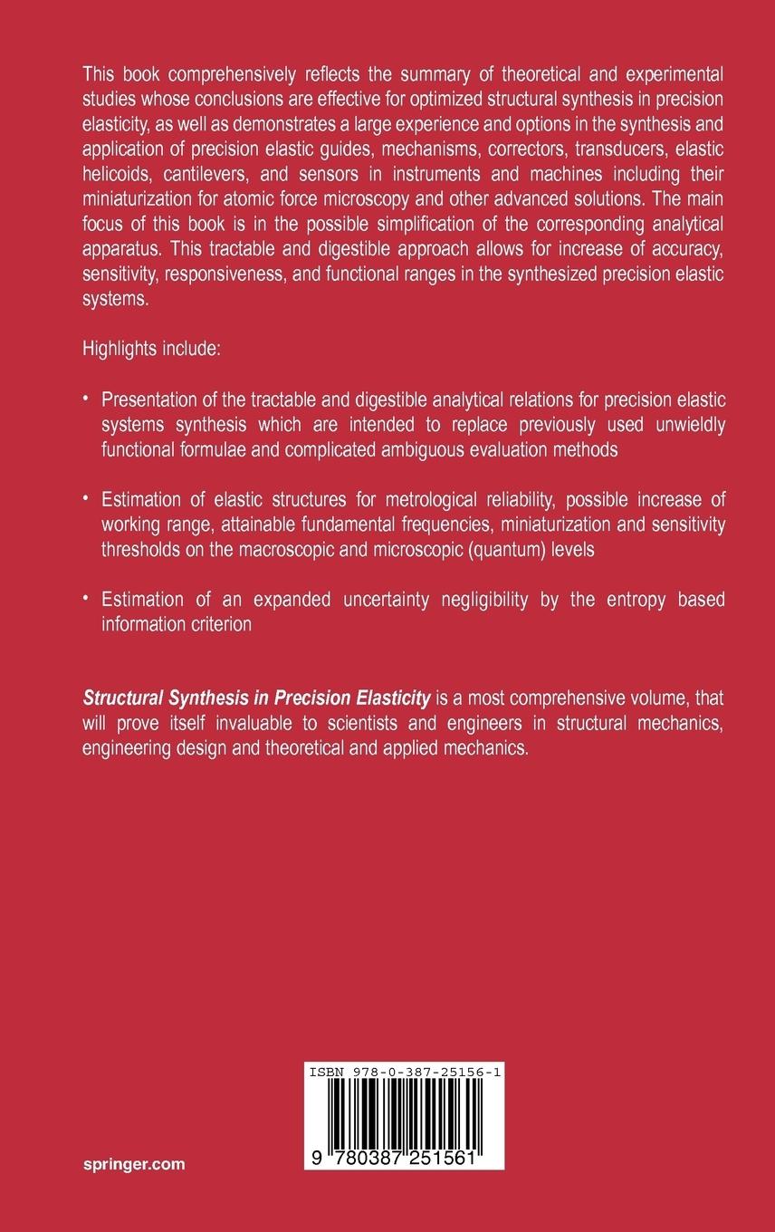 Rückseitencover Structural Synthesis in Precision Elasticity
