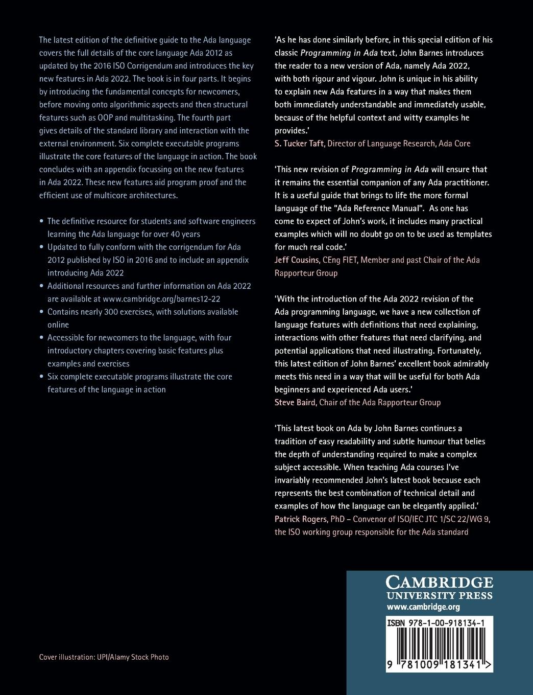 Rückseitencover Programming in Ada 2012 with a Preview of Ada 2022