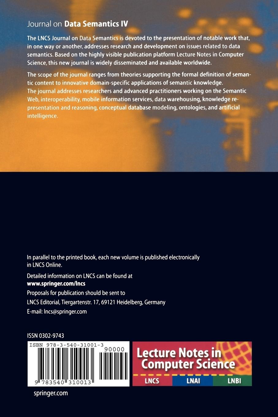 Rückseitencover Journal on Data Semantics IV