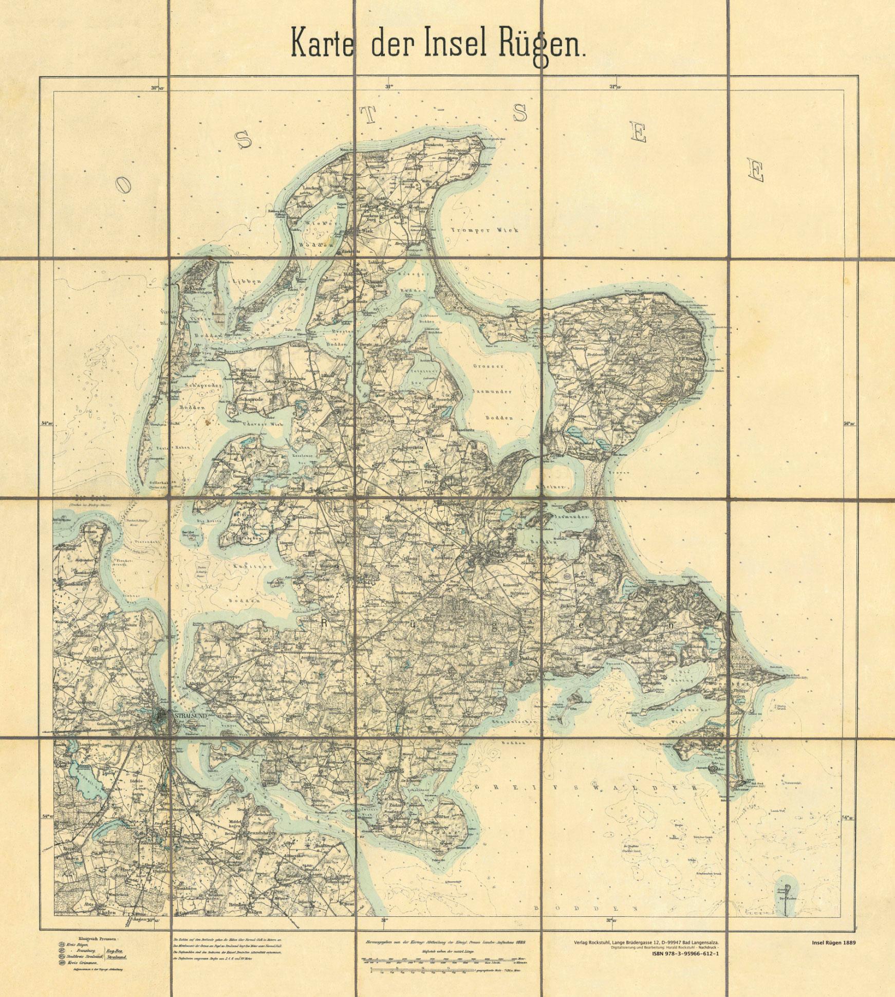 Vorderes Coverbild Historische Karten: Die Insel Rügen 1889 (gerollt)