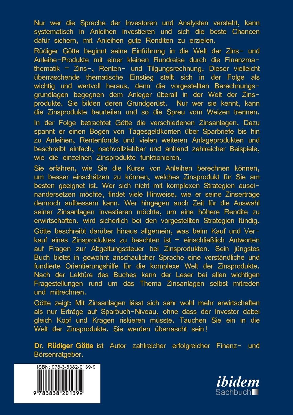 Rückseitencover Das 1x1 der Zinsen - Anleihen & Co