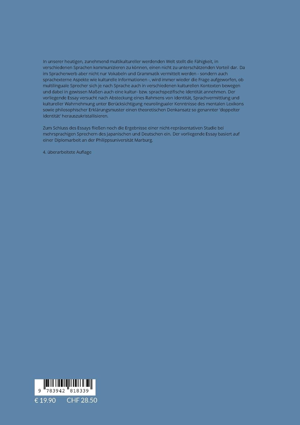 Rückseitencover Mehrsprachigkeit und die Frage nach der 'doppelten Identität'