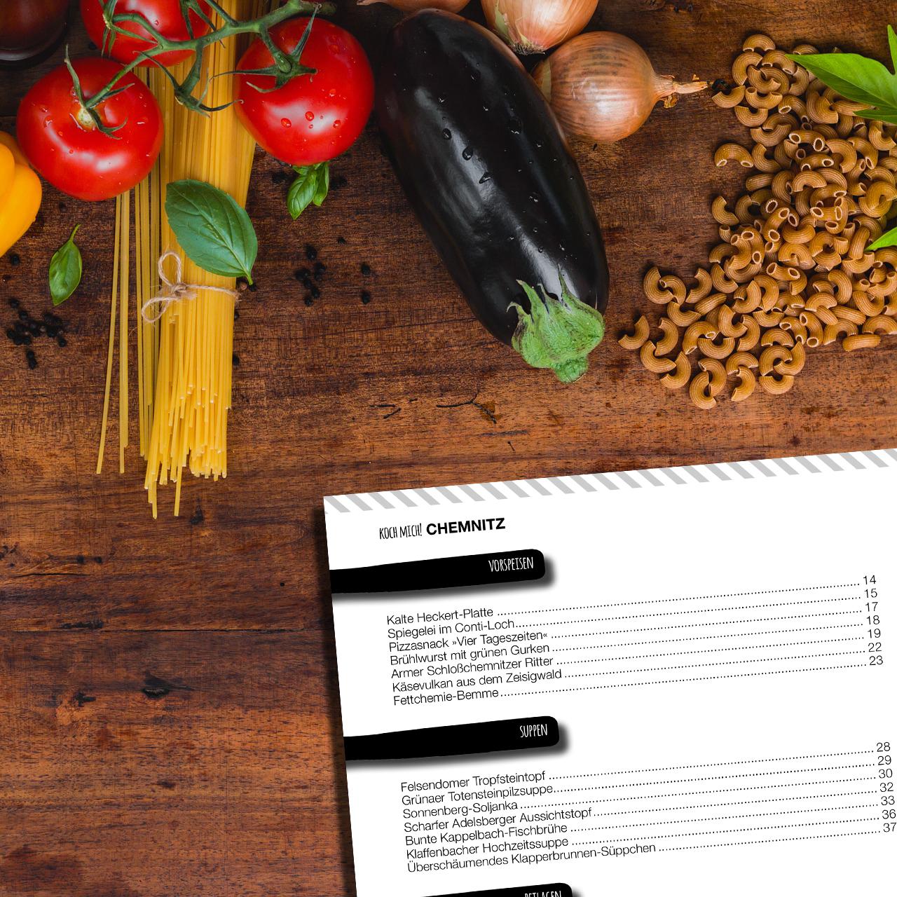 Beispielinhalt (Bild) Koch mich! Chemnitz - Das Kochbuch. 7 x 7 köstliche Rezepte aus der Kulturhauptstadt 2025