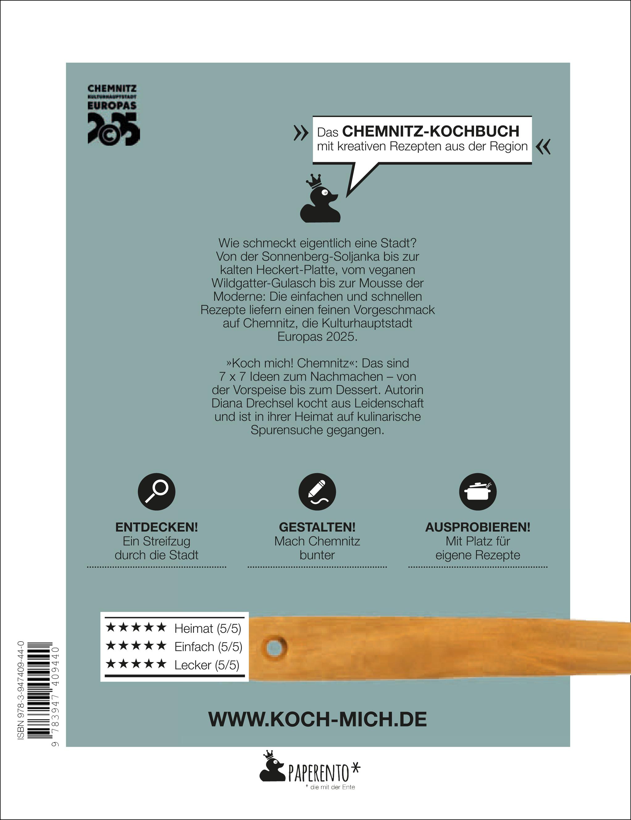 Rückseitencover Koch mich! Chemnitz - Das Kochbuch. 7 x 7 köstliche Rezepte aus der Kulturhauptstadt 2025