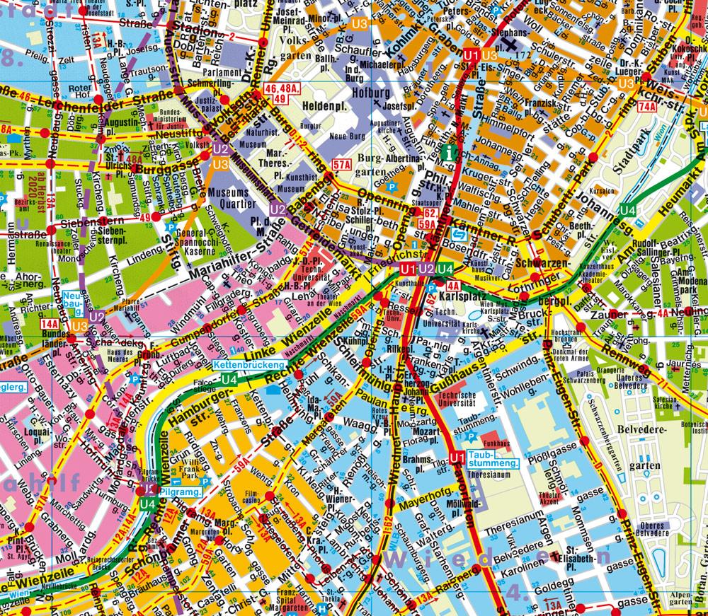 Beispielinhalt (Bild) Wien, Stadtplan 1:20.000, Poster, Plano in Rolle, freytag & berndt