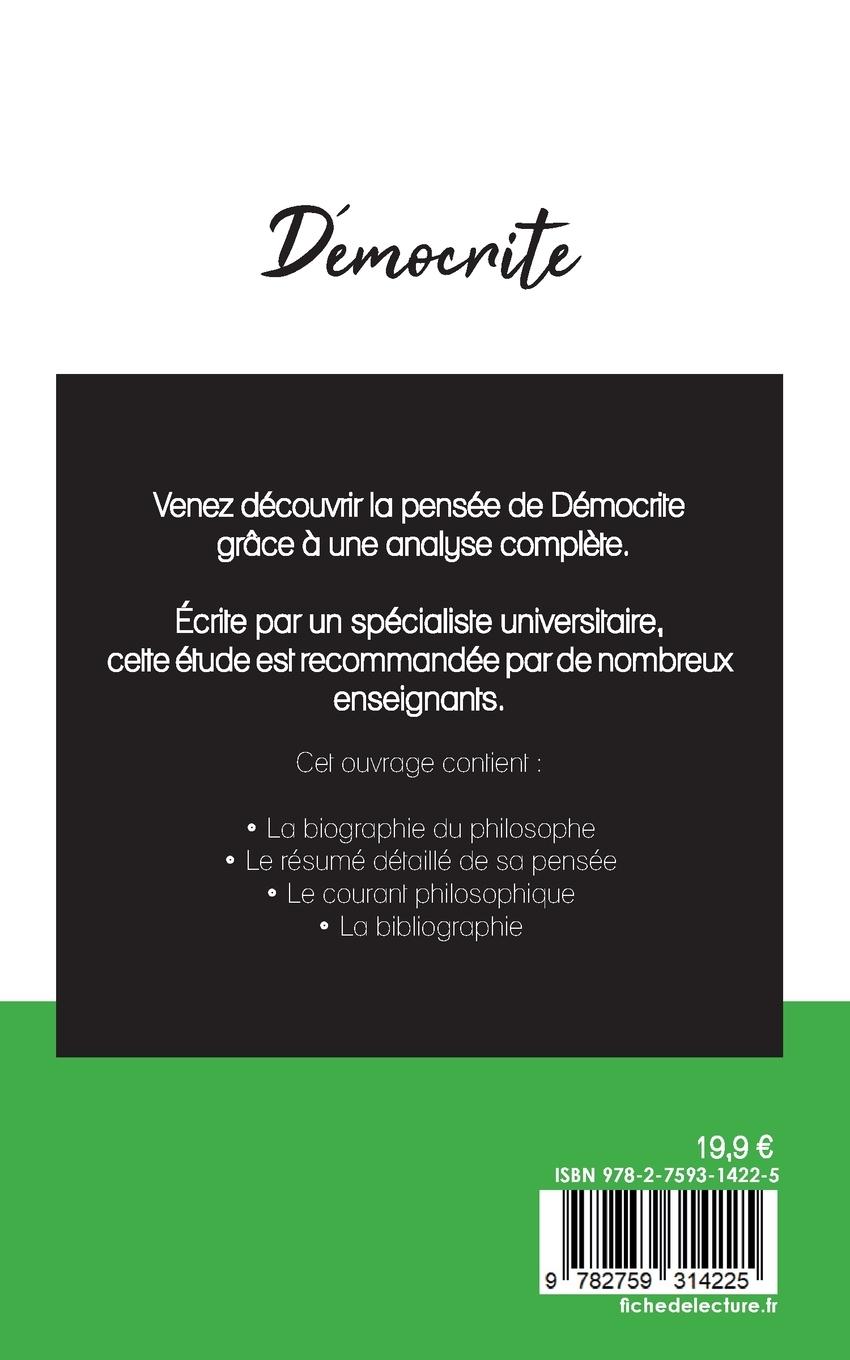 Rückseitencover Démocrite (étude et analyse complète de sa pensée)