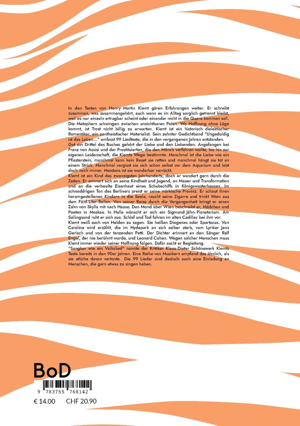 Rückseitencover Ungeduldig ist das Leben...