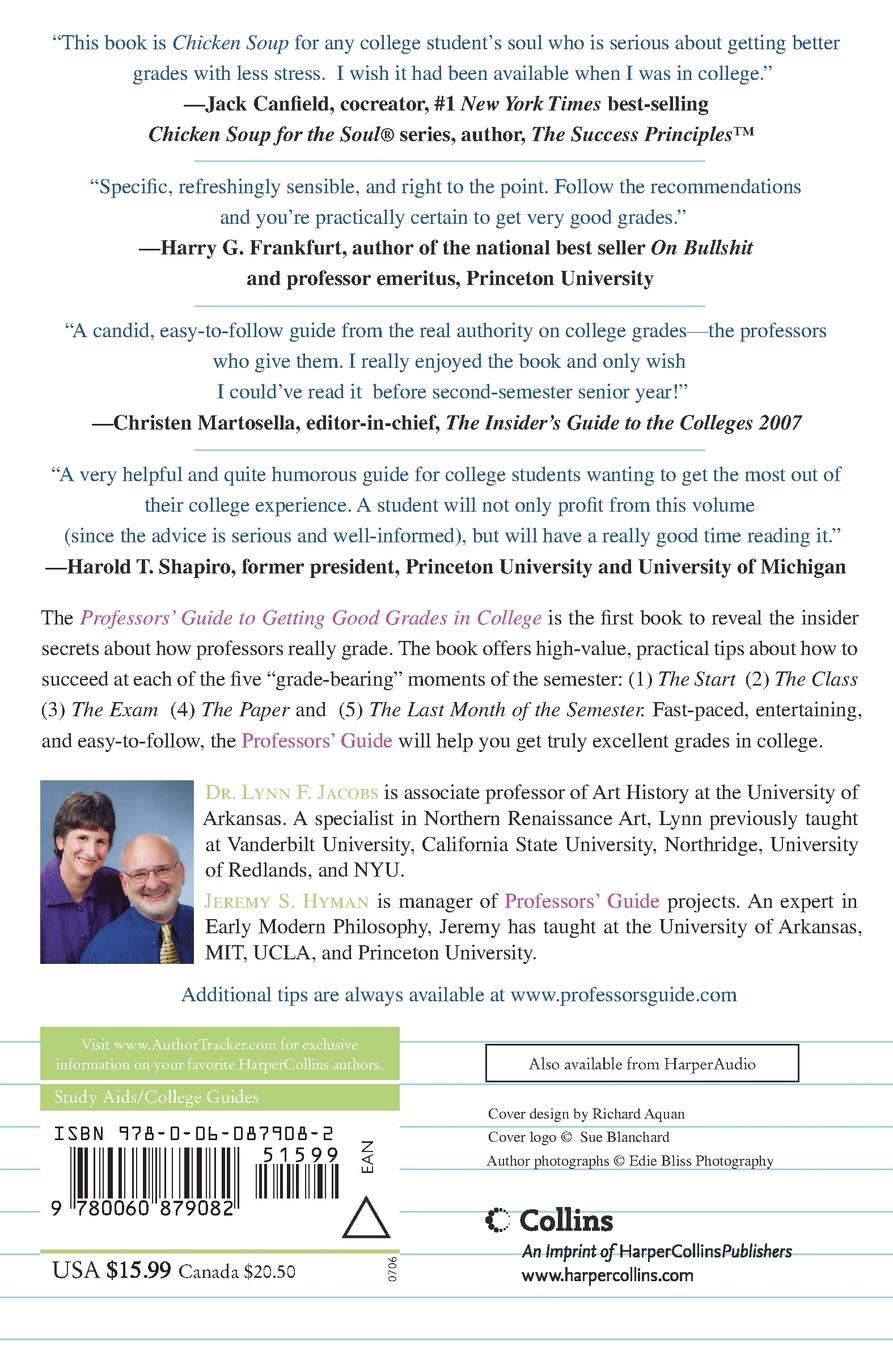 Rückseitencover Professors' Guide to Getting Good Grades in College
