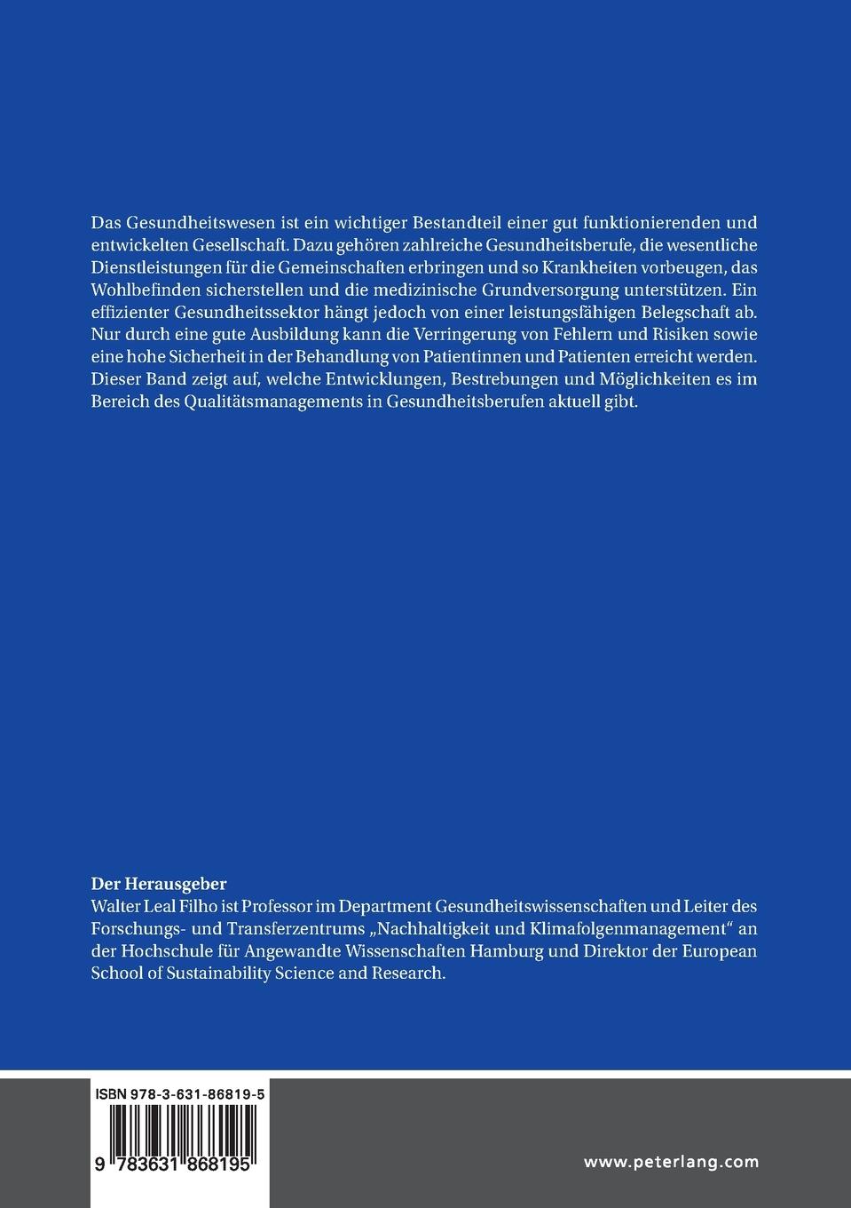 Rückseitencover Qualitätsmanagement in Gesundheitsberufen