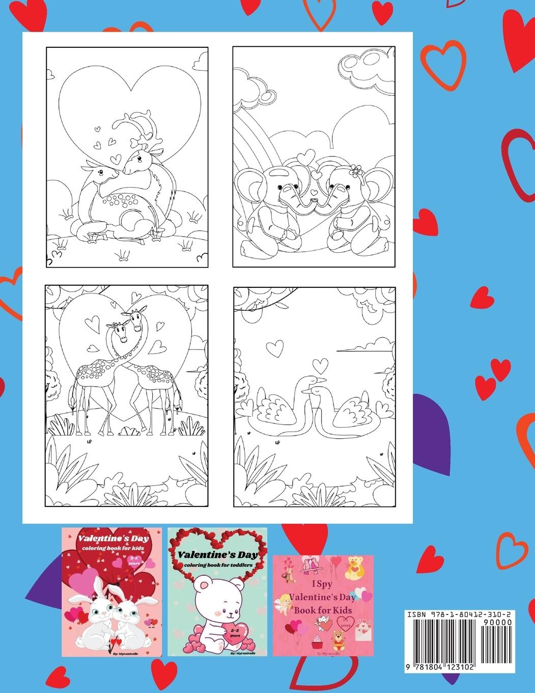 Rückseitencover Valentine's day colorink book for kids animals
