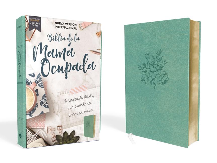 Vorderes Coverbild Nvi, Biblia de la Mamá Ocupada, Leathersoft, Turquesa, Palabras de Jesús En Rojo, Comfort Print