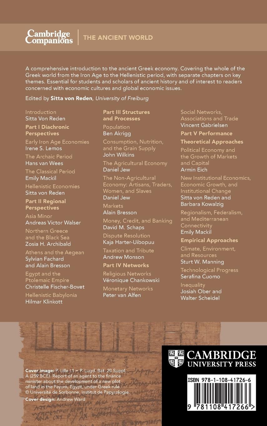 Rückseitencover The Cambridge Companion to the Ancient Greek Economy