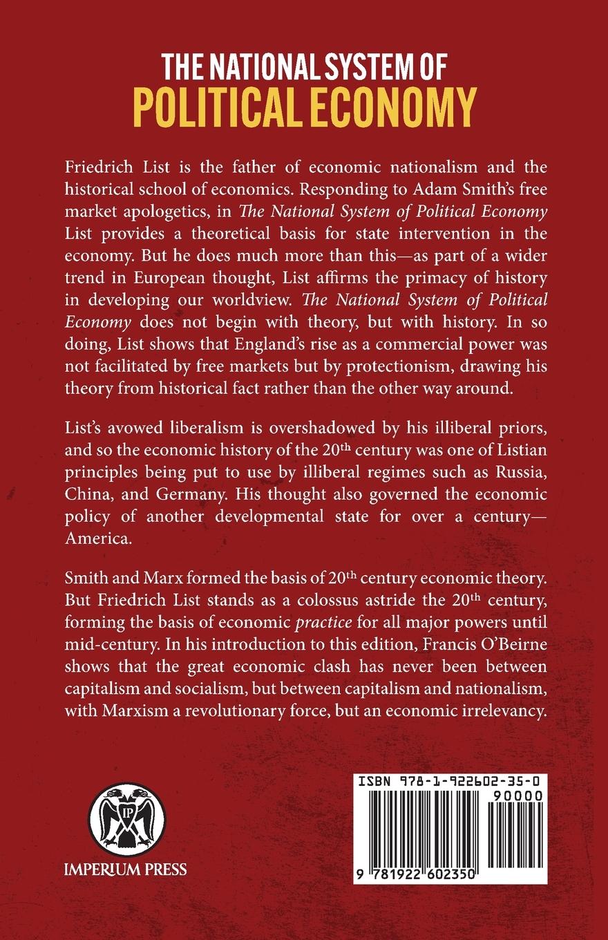 Rückseitencover The National System of Political Economy - Imperium Press