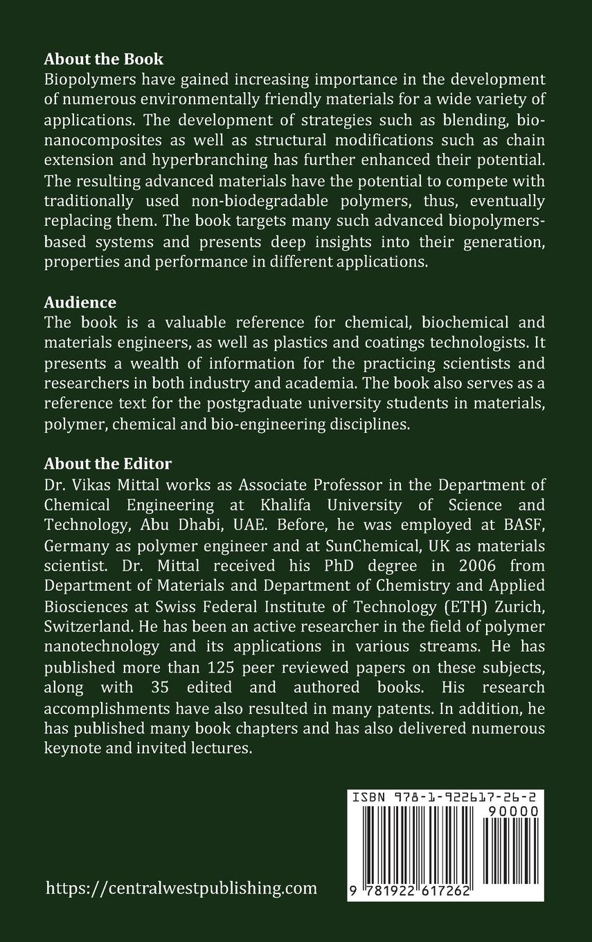 Rückseitencover Biopolymers Based Advanced Materials (Volume 1)