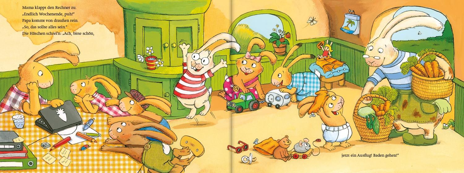 Beispielinhalt (Bild) Wenn sieben kleine Hasen durch lustige Geschichten rasen