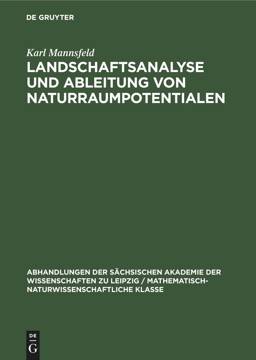 Vorderes Coverbild Landschaftsanalyse und Ableitung von Naturraumpotentialen