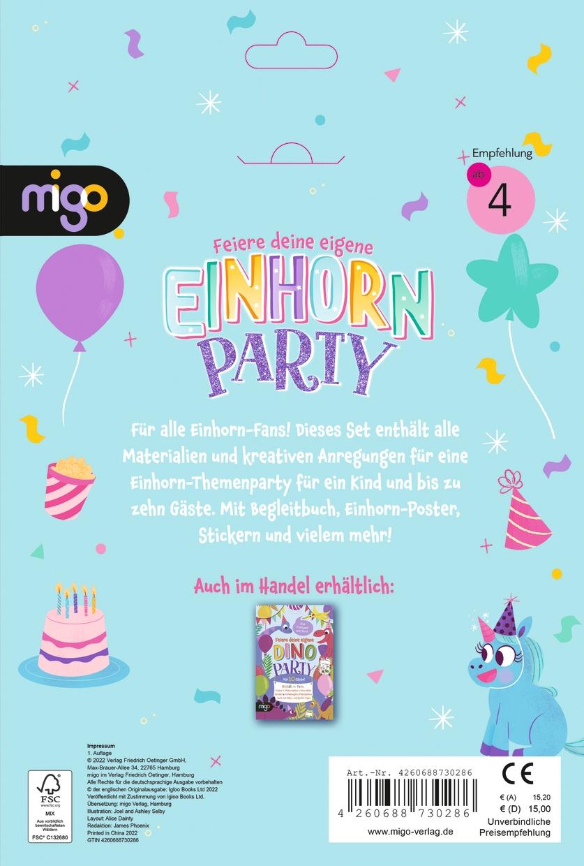 Rückseitencover Feiere deine eigene Einhorn-Party