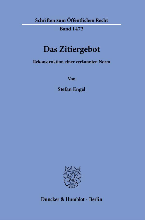 Vorderes Coverbild Das Zitiergebot.