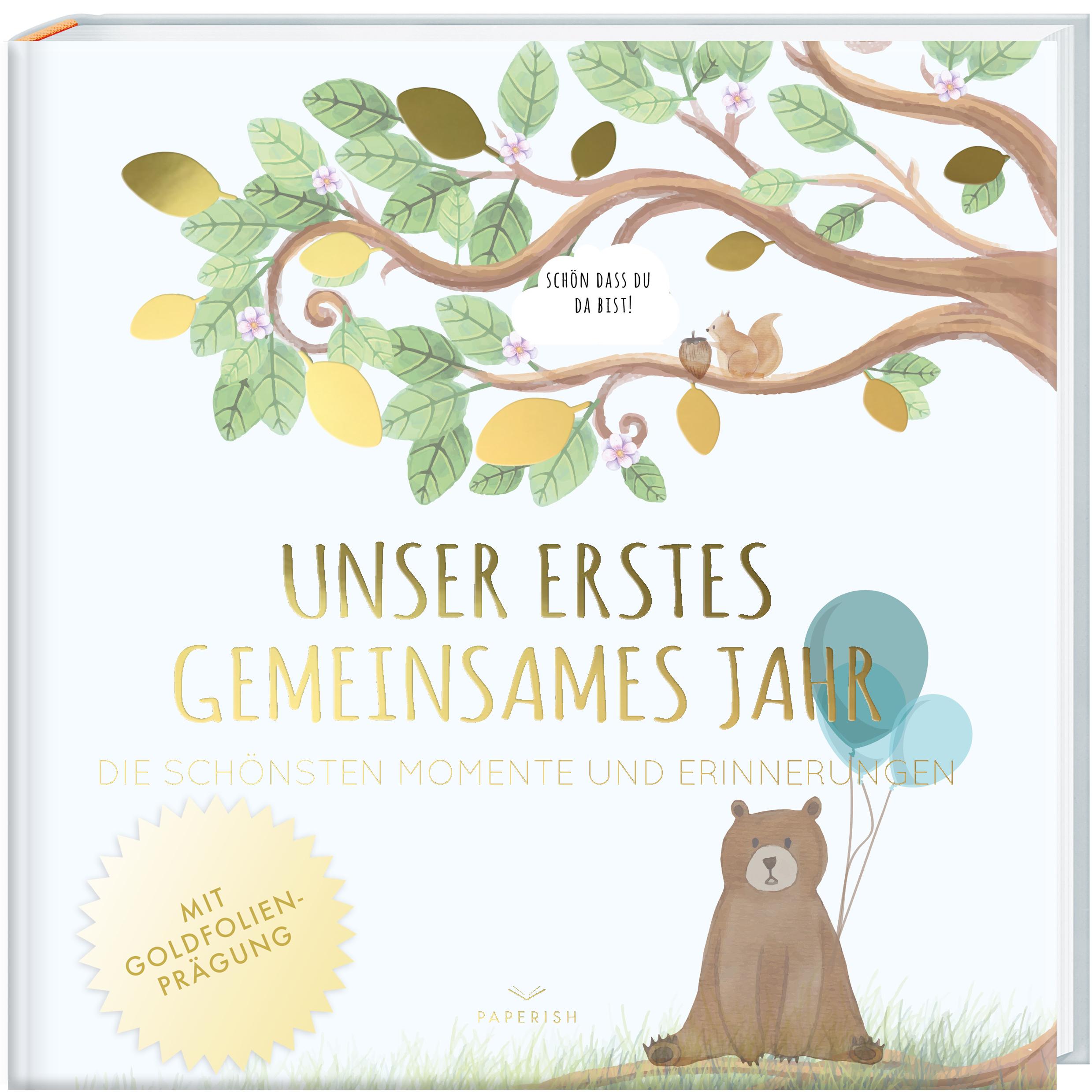 Vorderes Coverbild Babyalbum - UNSER ERSTES GEMEINSAMES JAHR (blau)