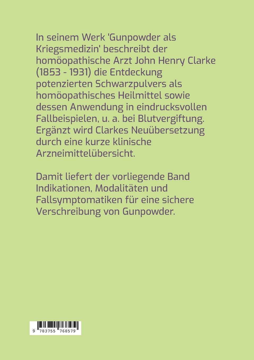 Rückseitencover Gunpowder als Kriegsmedizin