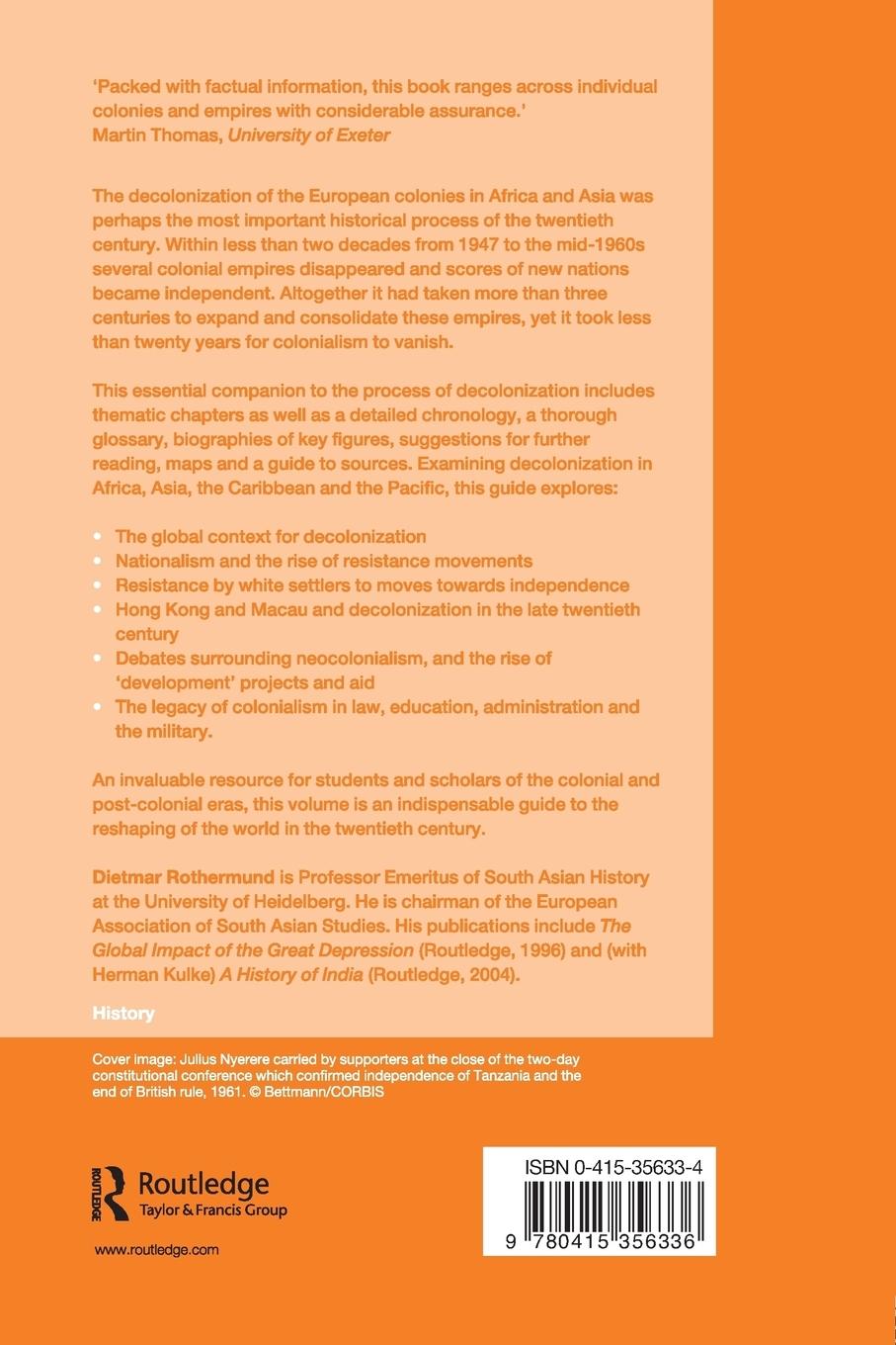 Rückseitencover The Routledge Companion to Decolonization