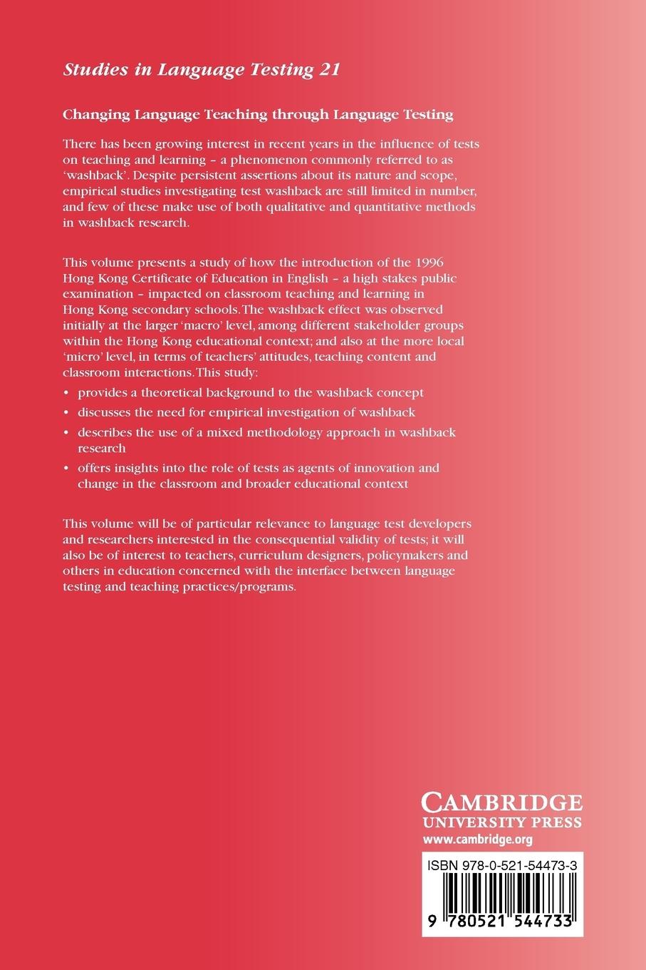 Rückseitencover Changing Language Teaching Through Language Testing