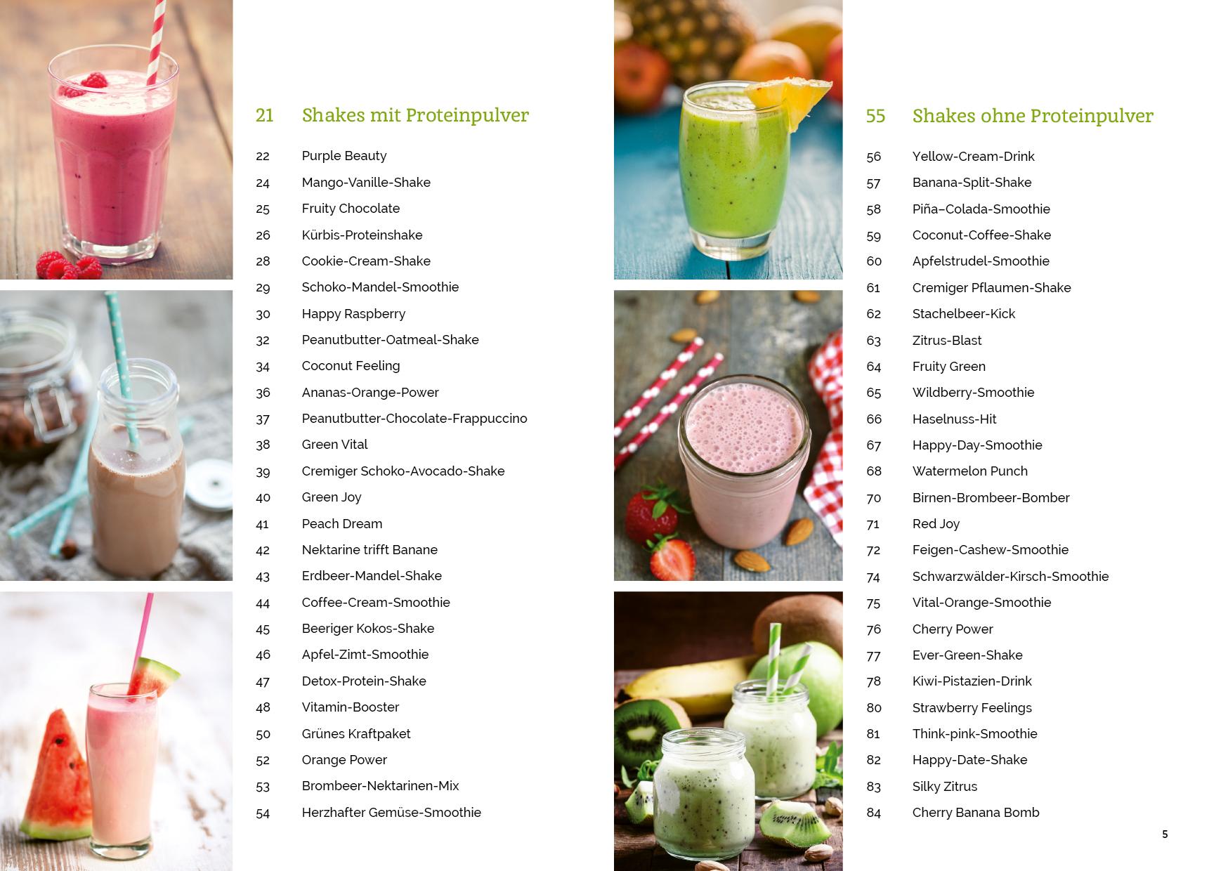 Beispielinhalt (Bild) Fitness-Shakes und -Smoothies
