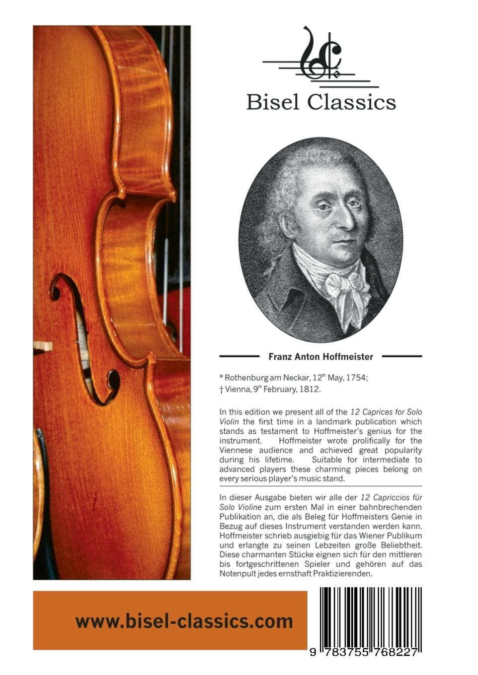 Rückseitencover Zwölf Capriccios für Violine Solo