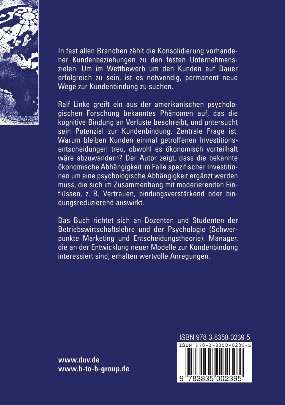 Rückseitencover Kundenbindung durch spezifische Investitionen