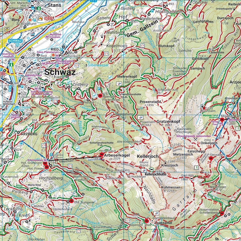 Beispielinhalt (Bild) Zillertal, Wander-, Rad- und Freizeitkarte 1:50.000, freytag & berndt, WK 151